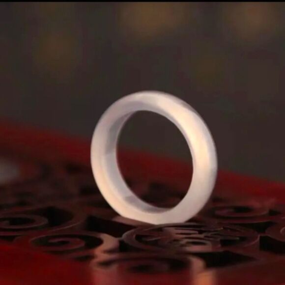 WHITE opal milky glass ring band - Picture 1 of 2